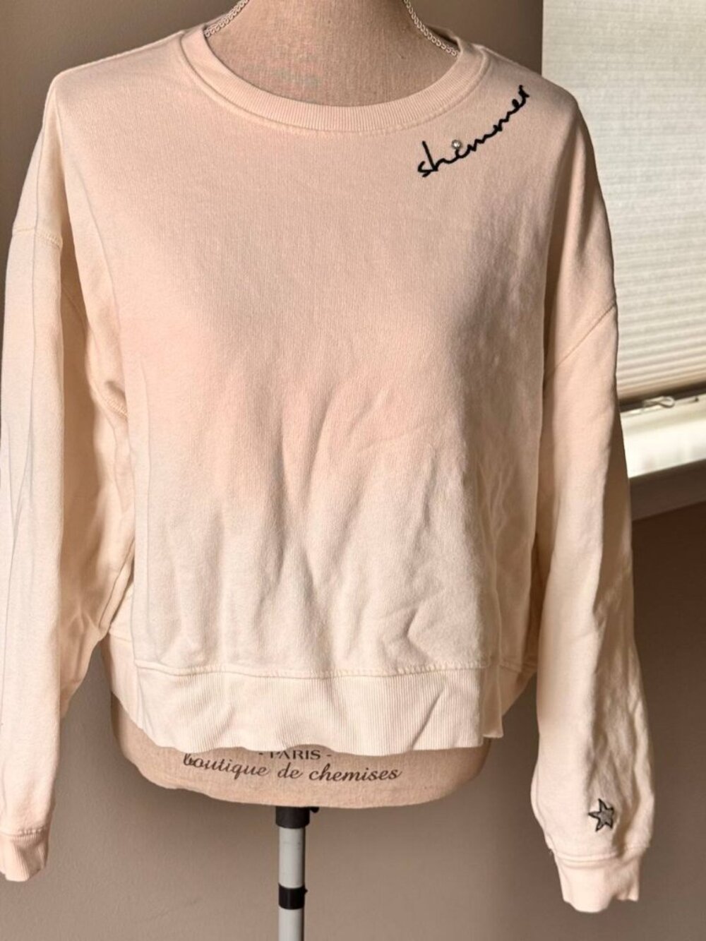 NWOT! Anthropology Oversized Cream Cotton Sweatshirt - Size XS